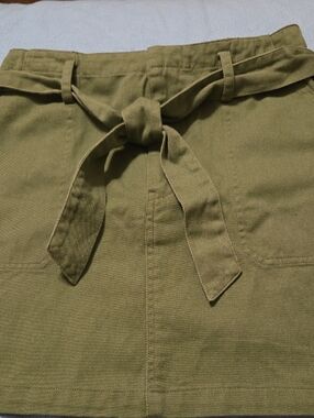 HARPER Skirt Olive  Green with sash Medium waist 15 in.  length 16 in.